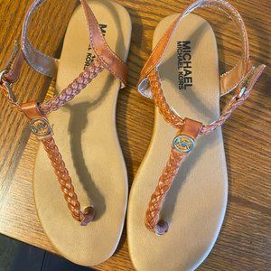 Michael Kors T-Strap Sandals Brown Size 4 Women